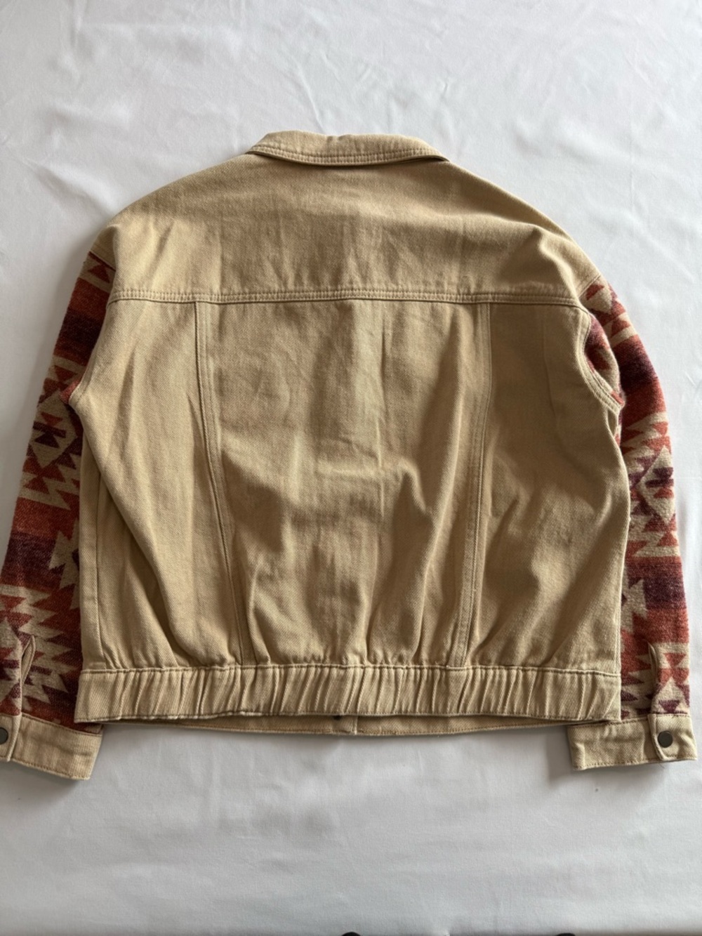 TIMING Tan Jacket with Rust Aztec Patterned Sleeves - Picture 10 of 10